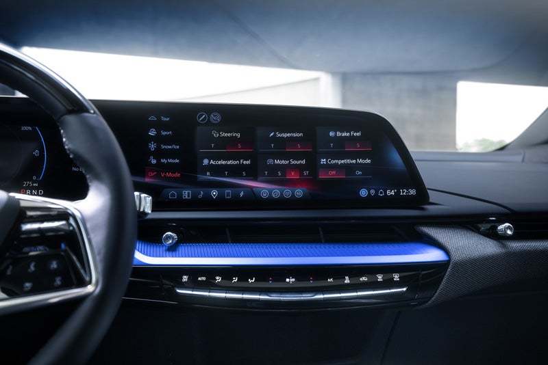 The 2026 OPTIQ-V Display Screen Displaying the V-Mode Settings | Bayway Cadillac of The Woodlands in The Woodlands TX