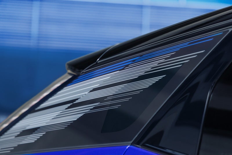 Close-up of the Modern Pattern on the 2026 OPTIQ-V Rear Quarter Glass | Bayway Cadillac of The Woodlands in The Woodlands TX